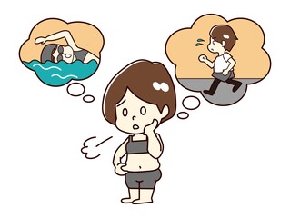 ダイエットに悩む女性のイラスト