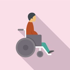 Man in wheelchair icon, flat style