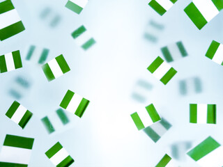 Happy independence day Nigeria. October 1. National flags on a foggy background. The concept of patriotism, memory and freedom.