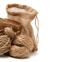Hemp rope on white background