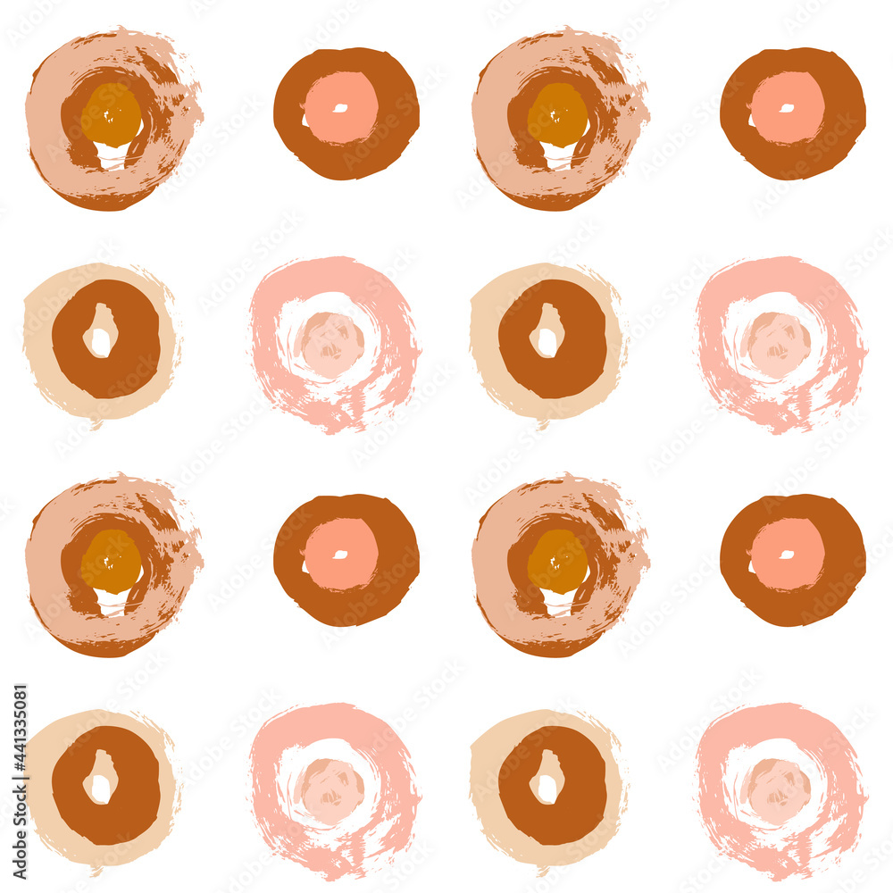 Poster painted circles background. acrylic paint or ink rounded hand painted brush strokes. vector seamless