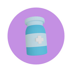 Simple 3d medicine bottle  icon on clean background .3d Rendering