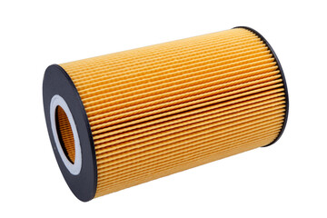 Car oil cartridge filter on a white background.
