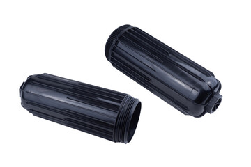 New car fuel filter housing. for the truck engine isolated on a white background.