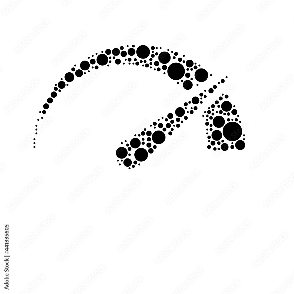 Poster a large tachometer symbol in the center made in pointillism style. the center symbol is filled with 