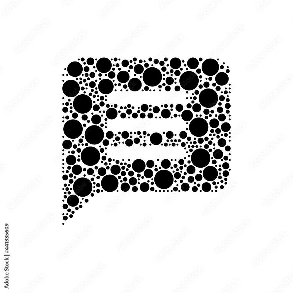 Poster a large chat symbol in the center made in pointillism style. the center symbol is filled with black 