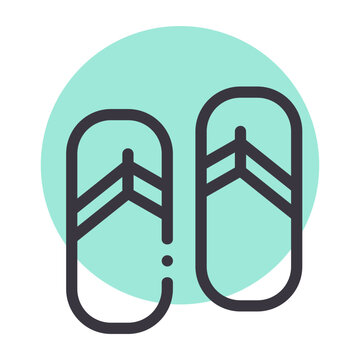 black flip flops on teal circle clip art preview