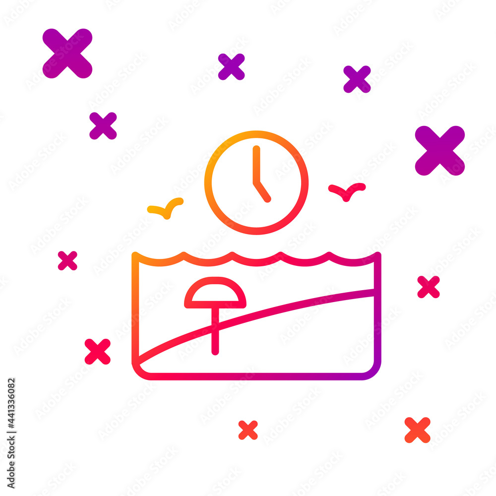 Poster color line vacation time icon isolated on white background. gradient random dynamic shapes. vector