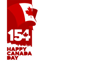 154 Years Happy Canada Day. 1st July 2021. National Day of Canada. Vector Illustration. Banner and Greeting Design.
