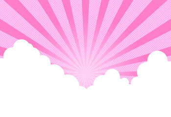 Obraz premium 放射線 入道雲 ピンク色 イラスト背景