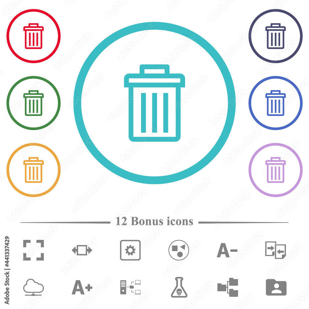Poster delete flat color icons in circle shape outlines