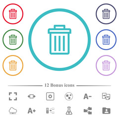 Delete flat color icons in circle shape outlines