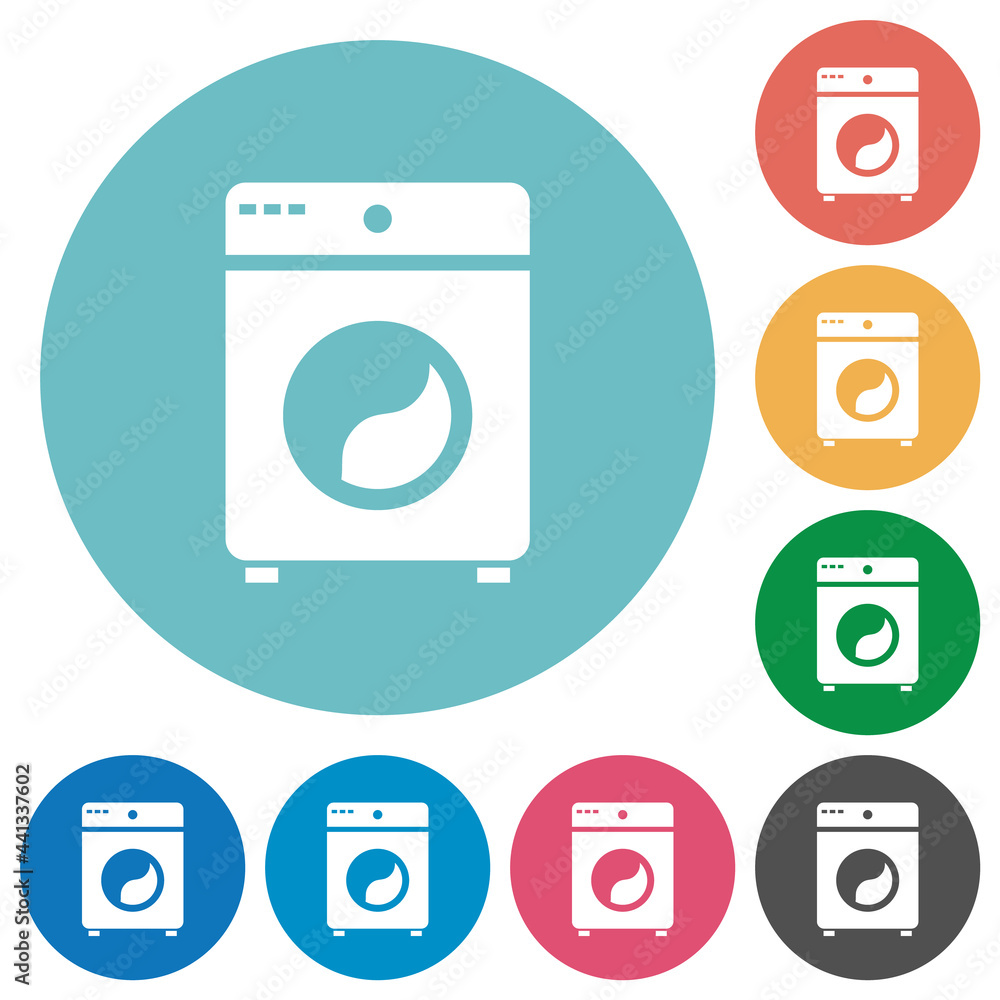 Sticker washing machine flat round icons