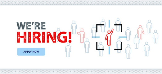 we are hiring: career employment job recruitment post, hire employee icon. editable stroke illustration