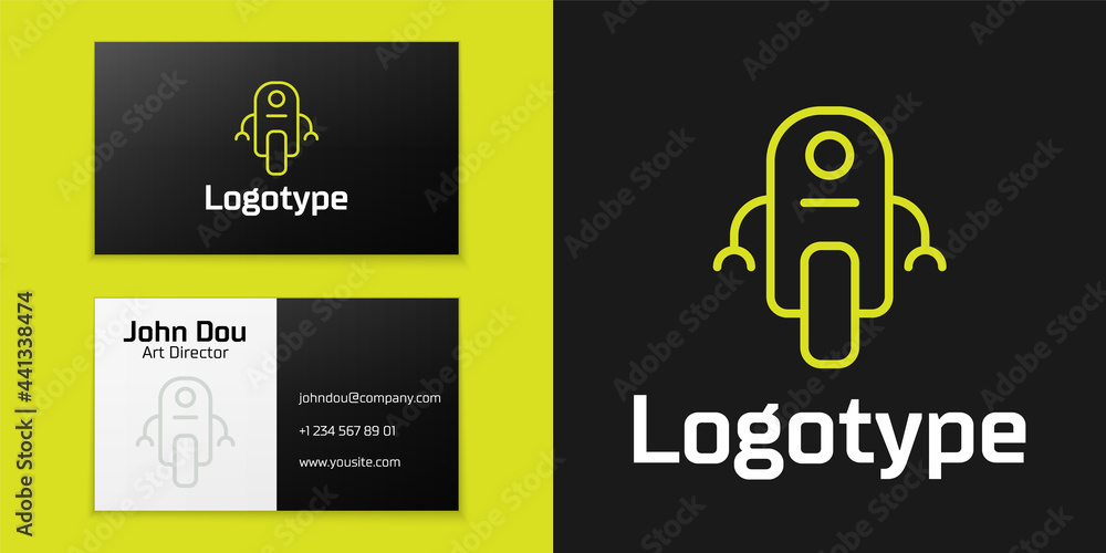 Poster logotype line robot icon isolated on black background. artificial intelligence, machine learning, cl