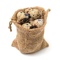 quail eggs on white background 
