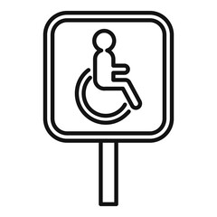 Handicapped road sign icon, outline style