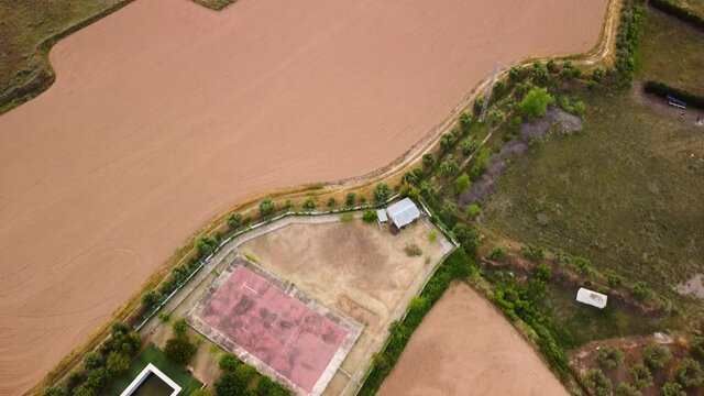Cenital dron view of few farms