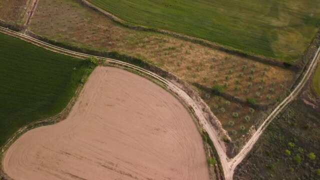 Revealing montain with windfarm in Tarazona, Spain. Dron footage