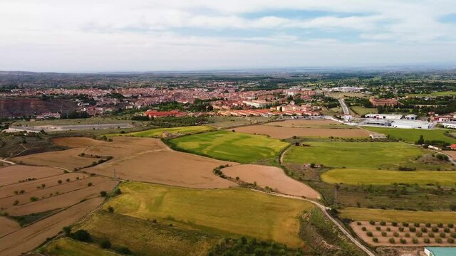 Dron view of Tarazona town, in Aragon, Spain