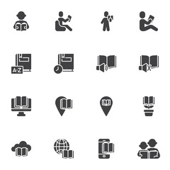 Book reading vector icons set