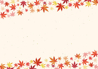 秋の背景素材 紅葉 もみじ 和紙背景（横長 A3・A4比率）