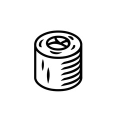 Roll icon. Black line vector isolated icon on white background. Best for menus of restaurants, cafes, bars and food courts.