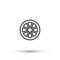 Vector citrus slice icon. Fresh healthy food, oranges symbol. For design, web site design, logo, app, UI. 