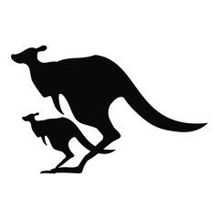 kangaroo and baby run silhouette design 
