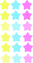 stars are pink, blue, yellow with a pattern