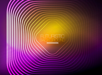 Neon color square shape lines abstract background. Shiny magic energy and motion concept, vector abstract wallpaper background