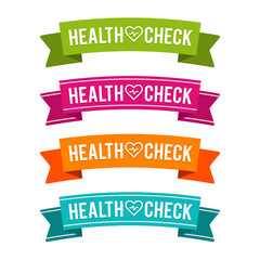 Colorful Health Check ribbons on white Background.