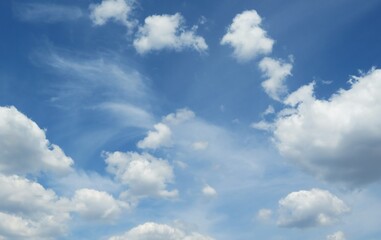 Naklejka premium Beautiful cloudscape in blue sky, natural background