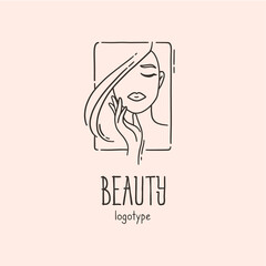 Logo beuty woman with hair