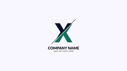 letter X sliced professional corporate and finance logo vector design