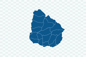 Uruguay Map blue Color on Backgound