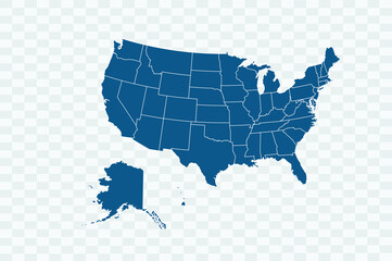 USA Map blue Color on Backgound