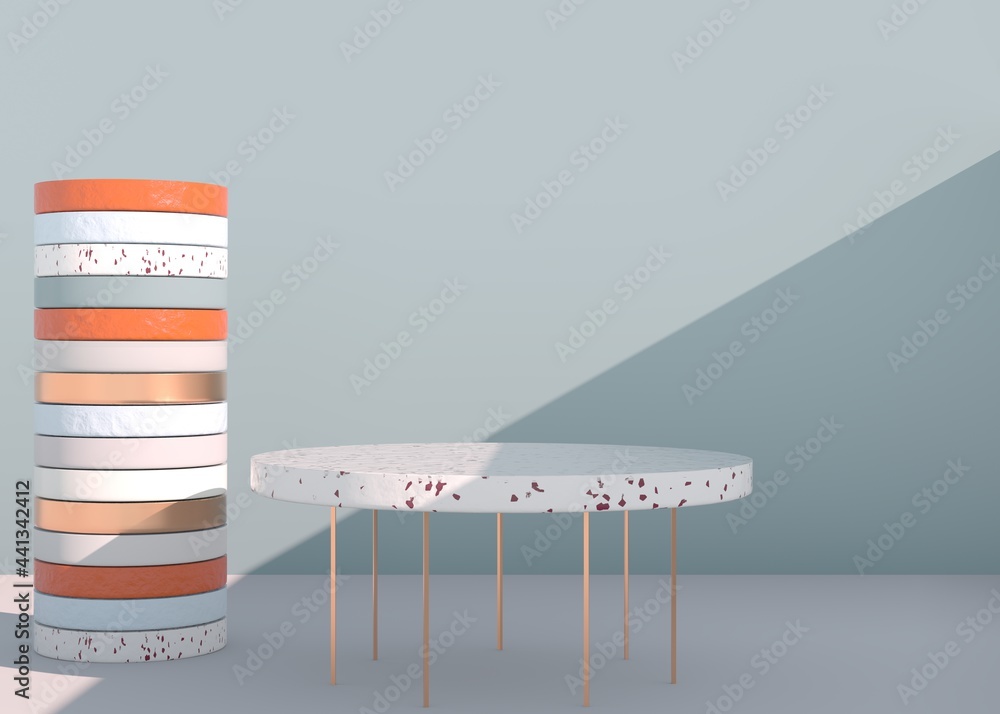 Poster abstract empty podium with shadow. mock up stand for product presentation. 3d render. minimal concep