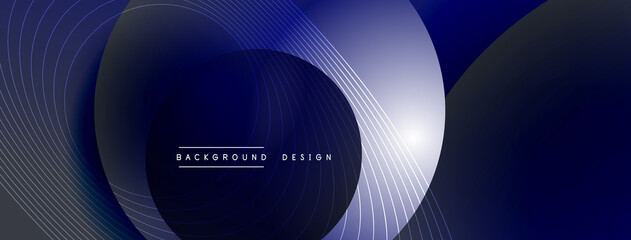 Gradient circles with shadows. Vector techno abstract background. Modern overlapping forms wallpaper background, design template