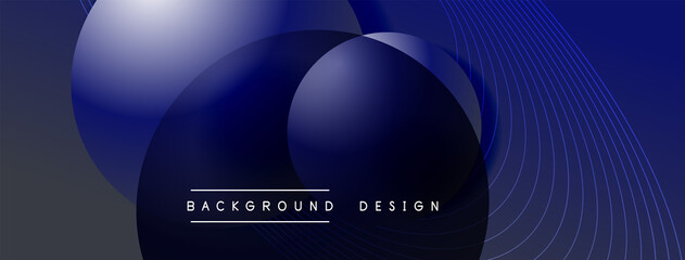 Gradient circles with shadows. Vector techno abstract background. Modern overlapping forms wallpaper background, design template