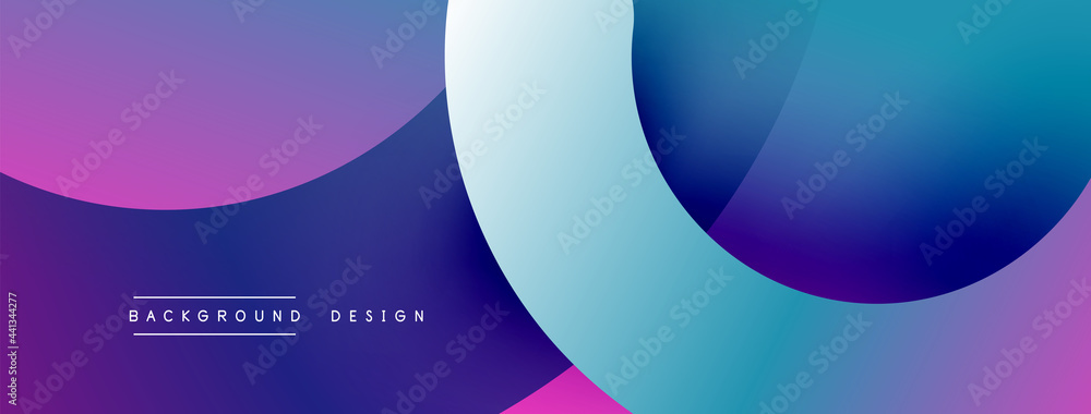 Wall mural abstract overlapping lines and circles geometric background with gradient colors