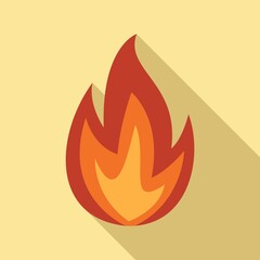 Fire flame warning icon, flat style