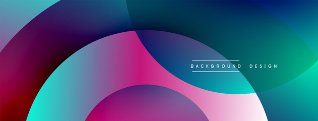 Abstract overlapping lines and circles geometric background with gradient colors
