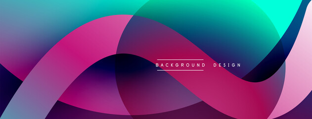 Abstract overlapping lines and circles geometric background with gradient colors