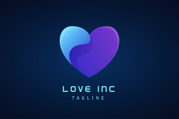 blue purple love gradient logo