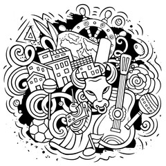 Spain hand drawn cartoon doodle illustration