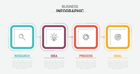 Infographic design with icons and 4 options or steps. Thin line vector. Infographics business concept. Can be used for info graphics, flow charts, presentations, web sites, banners, printed materials.