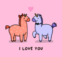 Card with love unicorn