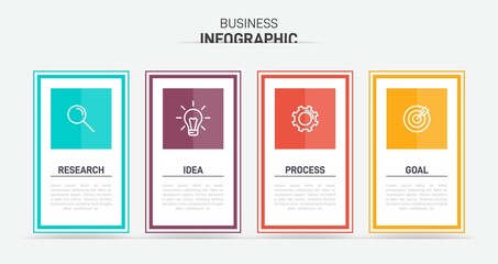 Infographic design with icons and 4 options or steps. Thin line vector. Infographics business concept. Can be used for info graphics, flow charts, presentations, web sites, banners, printed materials.