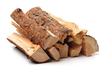 Pile of firewood isolated on a white background